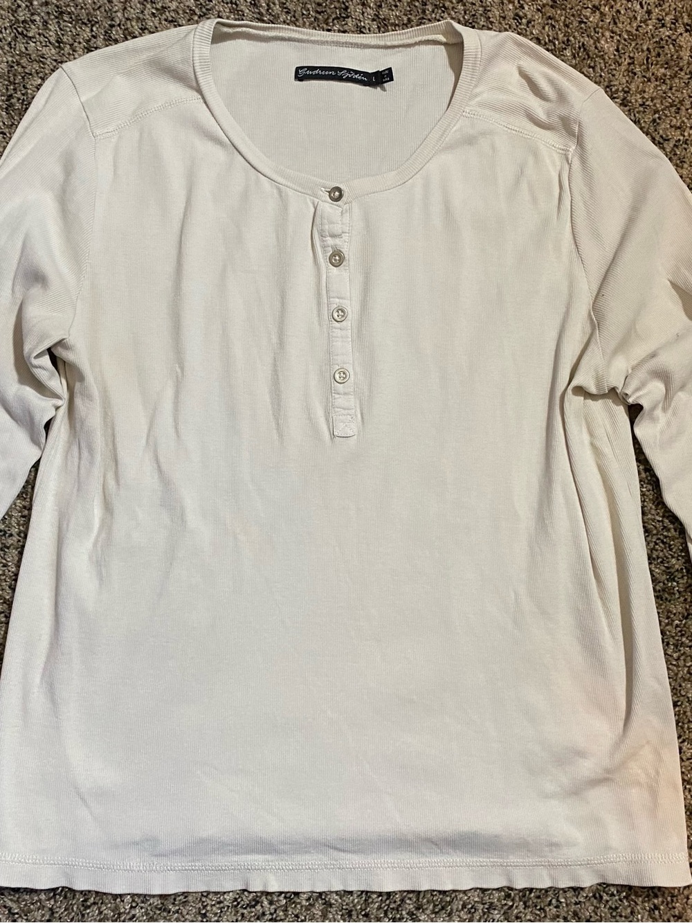Gudrun Sjoden Cream Long Sleeve Henley Top